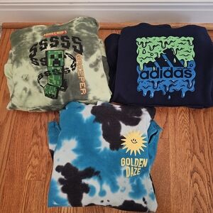 Adidas Kids Black and Green Drip Logo Hoodie